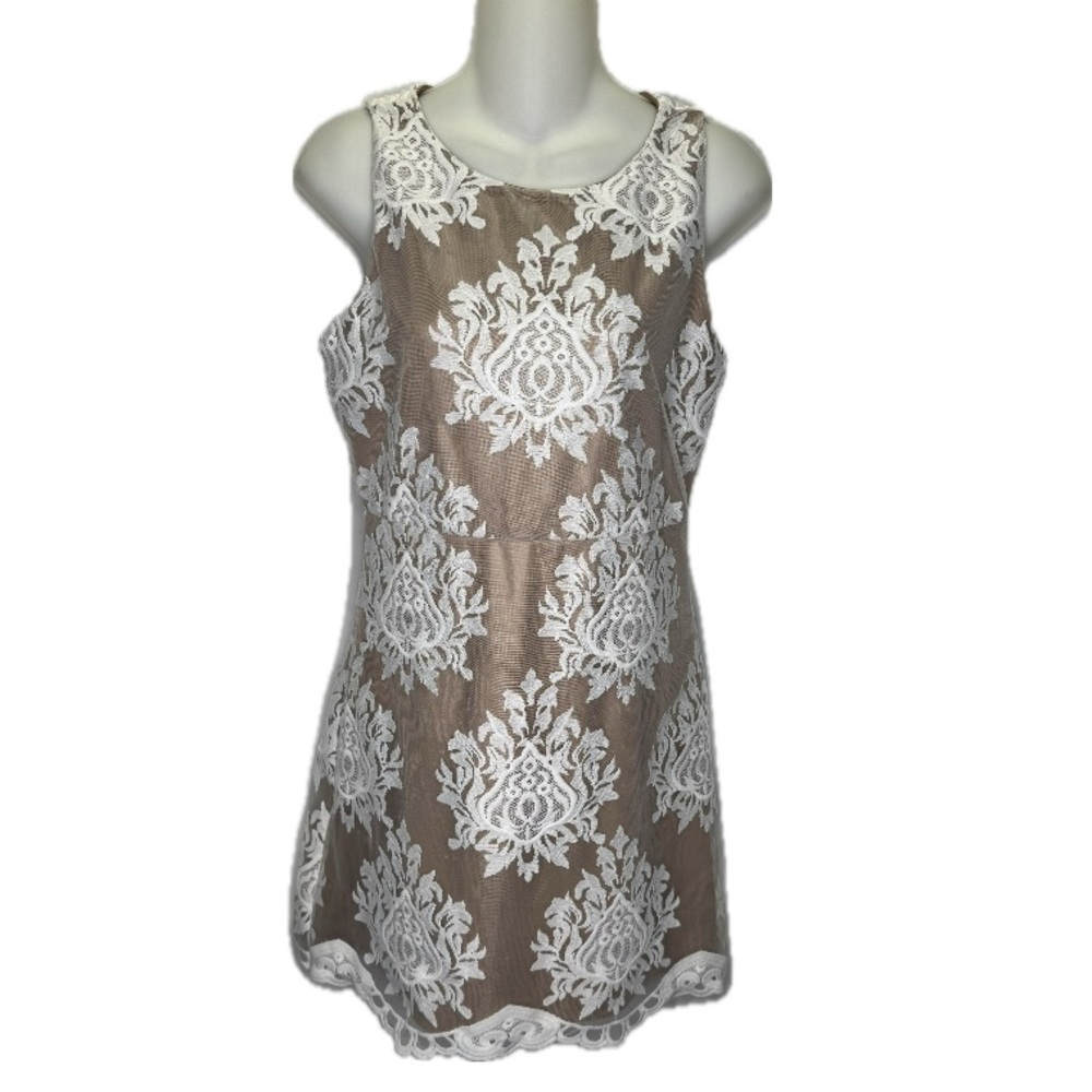 $20 Bundled💥 Gianni Bini Elegant Tan and White Sleeveless Dress Sz S